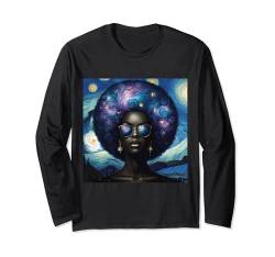 Afro Woman Black Queen Starry Night Black History Juneteenth Langarmshirt von Click Our Brand to See More of Juneteenth Shirts !