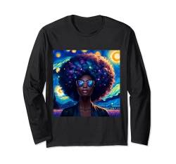 Black Queen Afro Melanin Sternennacht Kunst Juneteenth BLM Langarmshirt von Click Our Brand to See More of Juneteenth Shirts !