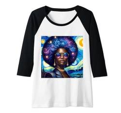 Damen Afro Melanin Black Queen Sternennacht Afrofuturismus Malerei Raglan von Click Our Brand to See More of Juneteenth Shirts !