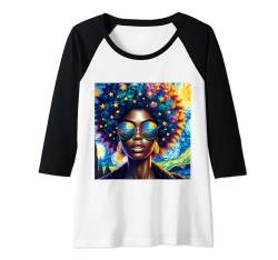 Damen Afro Melanin Black Queen Sternennacht Afrofuturismus Malerei Raglan von Click Our Brand to See More of Juneteenth Shirts !