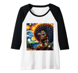 Damen Afroamerikanische Schönheit Sternennacht Happy Juneteenth Art Raglan von Click Our Brand to See More of Juneteenth Shirts !