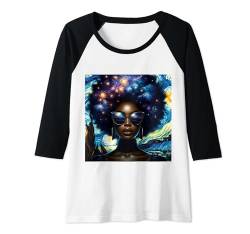 Damen Black Afro American Women Starry Night Style Juni 19th Art Raglan von Click Our Brand to See More of Juneteenth Shirts !