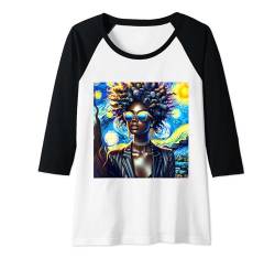 Damen Black Queen Afro Melanin Afrofuturismus Sternennacht Kunst Raglan von Click Our Brand to See More of Juneteenth Shirts !