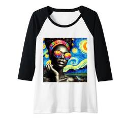 Damen Black Queen Afro Melanin Afrofuturismus Sternennacht Kunst Raglan von Click Our Brand to See More of Juneteenth Shirts !