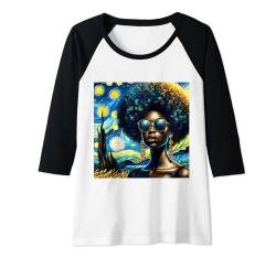 Damen Black Queen Afro Melanin Bunte Sternennacht Juneteenth Raglan von Click Our Brand to See More of Juneteenth Shirts !