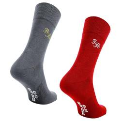Cliff Edge 1-10 Paar Business-Socken bestickt mit Initialen Monogramm Herren-Socken Unisex Damen-Strümpfe Bunt (Business-Socken, Baumwolle, 35-50) von Cliff Edge