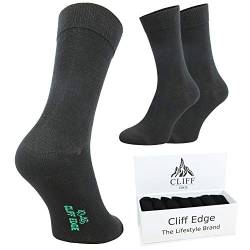 Cliff Edge 14 Paar seidig weiche Socken atmungsaktiv mit Premium Geschenkbox Business Herrensocken und Damen (14x 39-42 schwarz) von Cliff Edge