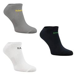 Cliff Edge Bestickte Sneaker Socken mit Name für Damen und Herren bestickt das perfekte Geschenk (Grau, 39-42) von Cliff Edge