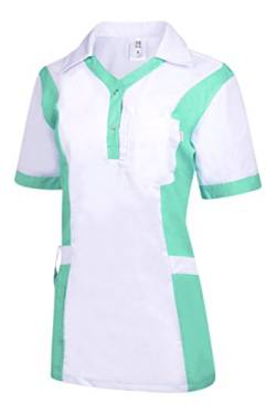 Clinotest Damenkasack Julia, Gesundheitswesen, für die Pflege, Berufsbekleidung, in Trendfarben (M, weiß/eau de nil) von Clinotest