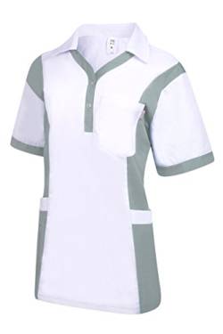 Clinotest Damenkasack Julia, Gesundheitswesen, für die Pflege, Berufsbekleidung, in Trendfarben (XS, weiß/grau) von Clinotest