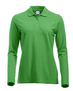 Langärmliges, klassisches Polo-Shirt für Damen, Baumwolle, moderne Passform, 11 lebendige Farben, XS-XXL Gr. L, Verde Acido von Clique Clothing
