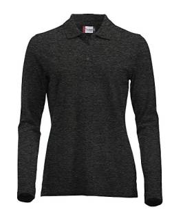 Langärmliges, klassisches Polo-Shirt für Damen, Baumwolle, moderne Passform, 11 lebendige Farben, XS-XXL Gr. L, anthrazit von Clique Clothing