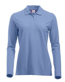 Langärmliges, klassisches Polo-Shirt für Damen, Baumwolle, moderne Passform, 11 lebendige Farben, XS-XXL Gr. L, hellblau von Clique Clothing