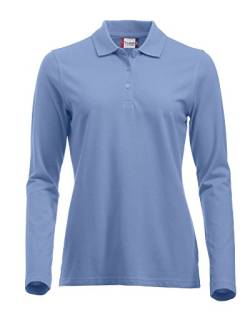 Langärmliges, klassisches Polo-Shirt für Damen, Baumwolle, moderne Passform, 11 lebendige Farben, XS-XXL Gr. M, hellblau von Clique Clothing