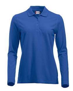 Langärmliges, klassisches Polo-Shirt für Damen, Baumwolle, moderne Passform, 11 lebendige Farben, XS-XXL Gr. XL, königsblau von Clique Clothing