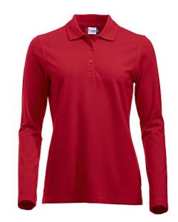 Langärmliges, klassisches Polo-Shirt für Damen, Baumwolle, moderne Passform, 11 lebendige Farben, XS-XXL Gr. XL, rot von Clique Clothing