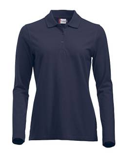 Langärmliges, klassisches Polo-Shirt für Damen, Baumwolle, moderne Passform, 11 lebendige Farben, XS-XXL Gr. XXL, dunkles marineblau von Clique Clothing