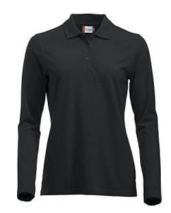 Langärmliges, klassisches Polo-Shirt für Damen, Baumwolle, moderne Passform, 11 lebendige Farben, XS-XXL Gr. XXL, schwarz von Clique Clothing