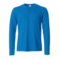 CLIQUE - Herren Langarm-T-Shirt Basic-T L/S, Jersey-Baumwolle, elastischer Kragen, Schweißband, Slim-Fit, Königsblau, XL von Clique