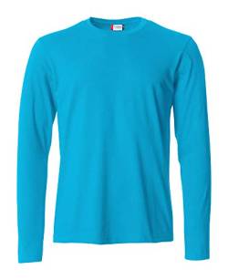 CLIQUE - Herren Langarm-T-Shirt Basic-T L/S, Jersey-Baumwolle, elastischer Kragen, Schweißband, Slim-Fit, türkis, Small von Clique