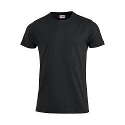 CLIQUE - Herren Premium-T T-Shirt mit Rundhalsausschnitt, aus Baumwolle Jersey, Schweißband, elastischer Kragen, Slim-Fit, Schwarz , XL von Clique