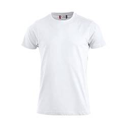 CLIQUE - Herren Premium-T T-Shirt mit Rundhalsausschnitt, aus Baumwolle Jersey, Schweißband, elastischer Kragen, Slim-Fit, Weiß, XXL von Clique