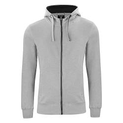 CLIQUE - Herren Sweatshirt mit Reißverschluss und Kapuze Classic Hoody Full Zip Baumwolle Stretch Ripp Außentaschen für Trekking Wandern Reise Freizeit, Grau, M von Clique