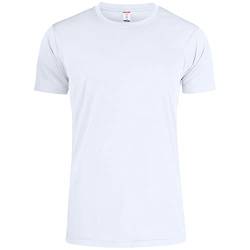 CLIQUE - Herren T-Shirt Rundhalsausschnitt Basic Active-T, Mikrofaser, Schweißband, Seitennähte, Slim-Fit Passform, Weiß, Large von Clique