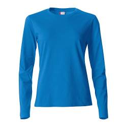 CLIQUE - T-Shirt Langarm T-Shirt Damen Basic-T L/S Damen aus Baumwolle Jersey Passform Slim-Fit in verschiedenen Größen und Farben, Königsblau, Medium von Clique