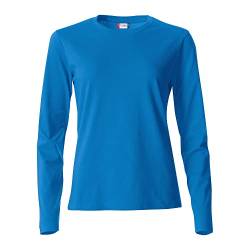 CLIQUE - T-Shirt Langarm T-Shirt Damen Basic-T L/S Damen aus Baumwolle Jersey Passform Slim-Fit in verschiedenen Größen und Farben, Königsblau, X-Small von Clique