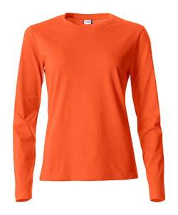 CLIQUE - T-Shirt Langarm T-Shirt Damen Basic-T L/S Damen aus Baumwolle Jersey Passform Slim-Fit in verschiedenen Größen und Farben, Orange, Medium von Clique