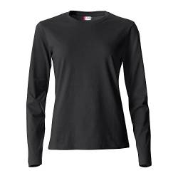 CLIQUE - T-Shirt Langarm T-Shirt Damen Basic-T L/S Damen aus Baumwolle Jersey Passform Slim-Fit in verschiedenen Größen und Farben, Schwarz , Large von Clique