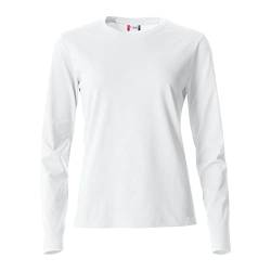 CLIQUE - T-Shirt Langarm T-Shirt Damen Basic-T L/S Damen aus Baumwolle Jersey Passform Slim-Fit in verschiedenen Größen und Farben, Weiß, Medium von Clique