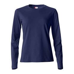 CLIQUE - T-Shirt Langarm T-Shirt Damen Basic-T L/S Damen aus Baumwolle Jersey Passform Slim-Fit in verschiedenen Größen und Farben, blau, Large von Clique