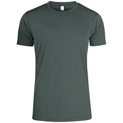 CLIQUE - T-Shirt für Herren, Basic Active-T, Mikrofaser, Schweißband, Seitennähte, Slim-Fit, Grau, Medium von Clique