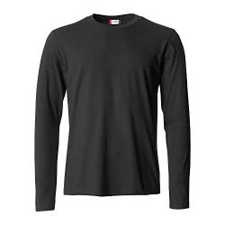 Clique - Langarm-T-Shirt für Herren, Basic-T L/S, aus Jersey-Baumwolle, elastischer Kragen, Schweißband, Slim-Fit-Passform, Schwarz , XL von Clique