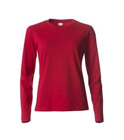 Clique - Langarm-T-Shirt mit Rundhalsausschnitt für Damen Basic-T L/S Damen aus Baumwolljersey in Slim-Fit-Passform in verschiedenen Größen und Farben, rot, X-Small von Clique