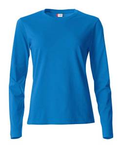Clique - T-Shirt mit langen Ärmeln und Rundhalsausschnitt für Damen Basic-T L/S Damen aus Jersey, Slim-Fit, in verschiedenen Größen und Farben, Königsblau, Large von Clique