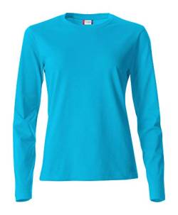 Clique - T-Shirt mit langen Ärmeln und Rundhalsausschnitt für Damen Basic-T L/S Damen aus Jersey, Slim-Fit, in verschiedenen Größen und Farben, türkis, X-Large von Clique