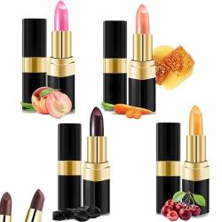 Labial Negro Magico,Labial Negro Magico Mate Larga Duración, Natural Lip Stain Gloss Moisturizing Lip Balm, Temperature Color Change Lipstick, Long Lasting Matte, for All Skin Types (4pcs) von Clisole