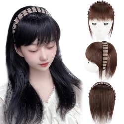 Synthetic Hair Fringe With Hair Band, Synthetic Wigs Headband for Women, Hair Clip In Bangs, Rhinestone Wide Headband Bangs Wig, for Womens Hair Clips with Bang Wigs (dark brown) von Clisole