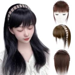 Synthetic Hair Fringe With Hair Band, Synthetic Wigs Headband for Women, Hair Clip In Bangs, Rhinestone Wide Headband Bangs Wig, for Womens Hair Clips with Bang Wigs (light brown) von Clisole
