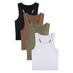 4PCS Yoga Tank Tops Women Summer Slim Fit Vest Tops Square Neck Trendy Solid Color Sleeveless Blouse Athletic Gym Workout Shirt A-29 von Clode