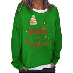 Christmas Women's Sweatshirts Round Neck Christmas Slang Dear Santa I Can Explain Printed Pullover Hoodie Basic Blouse Tops Festival Clothes A-141 von Clode