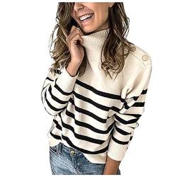 Coat for Women Knit Outwear Color-Blocking Striped Turtleneck Sweater Long-Sleeved Pullover Fall/Winter Casual Sweatshirt Top Going Out Blouse Tops von Clode