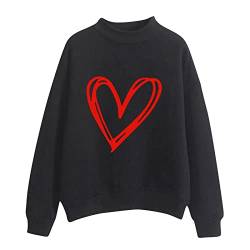 Heart Print Pullover for Women Printing Sweatshirt Top Long Sleeved Sweatshirt Blouse Temperament Pullover Top Casual Blouse Gift for Girls A-163 von Clode