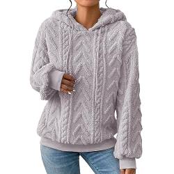 Hoodie for Women Solid Plush Spliced New Solid Hooded Thickened Jacquard Long Sleeve Sweater Coat Top Blouse Tops Festival Clothes A-53 von Clode