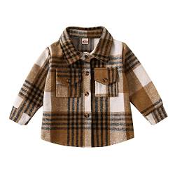 Kids Girls Shirts Jacket Toddler Shirt Coat Jacket Plaid Long Sleeve Turn Down Collar Button Tops Outwear Trendy Outwear A-26 von Clode