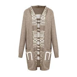 Knitted Cardigans for Women Ladies Letter Print Knit Cardigan Buttonless Hoodie Casual Loose Sweater Jacket Fall Outwear Loose Blouse A-241 von Clode