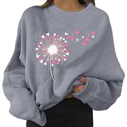 Ladies Casual Sweatshirt Valentine's Day Print Graphic Sweatshirt Round Neck Pullover Loose Shirt Lightweight Tops Going Out Blouse A-236 von Clode